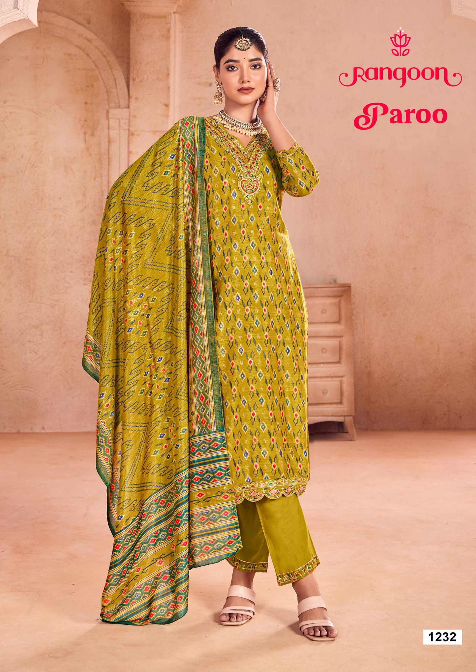 Paroo By Rangoon Silk Printed Kurti With Bottom Dupatta Wholesale Price